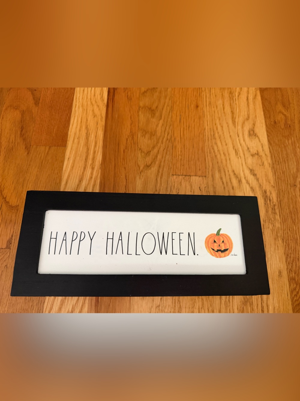 Black Framed "Happy Halloween" Pumpkin Sign - Seasonal Home Accent